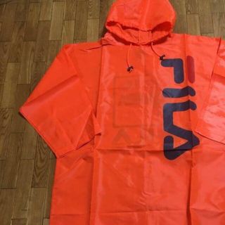 フィラ(FILA)の90s FILA レインコート オレンジ 蛍光色 フリーサイズ 古着 合羽(ポンチョ)