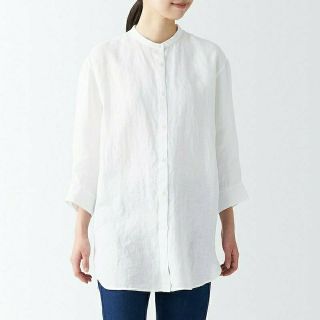 ムジルシリョウヒン(MUJI (無印良品))の■新品■ 無印良品 ヘンプ洗いざらし七分袖チュニック／白／Ｍ(チュニック)