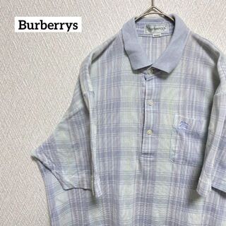 バーバリー(BURBERRY)のBurberry バーバリー ポロシャツ 半袖 ロゴ70s 80s 三陽商会(ポロシャツ)
