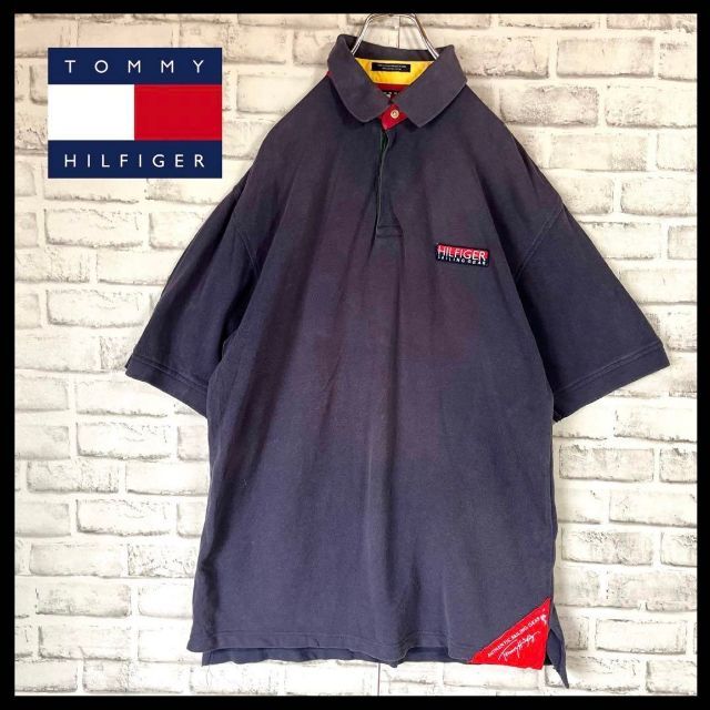 TOMMY HILFIGER(トミーヒルフィガー)の【希少入手困難】トミーヒルフィガー⭐︎マルチカラーポロシャツ　刺繍ロゴ　年代古着 メンズのトップス(ポロシャツ)の商品写真