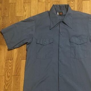 リー(Lee)の70s USA製 LEE ワークシャツ ネイビー 紺 サイズ不明 実寸 L(シャツ)