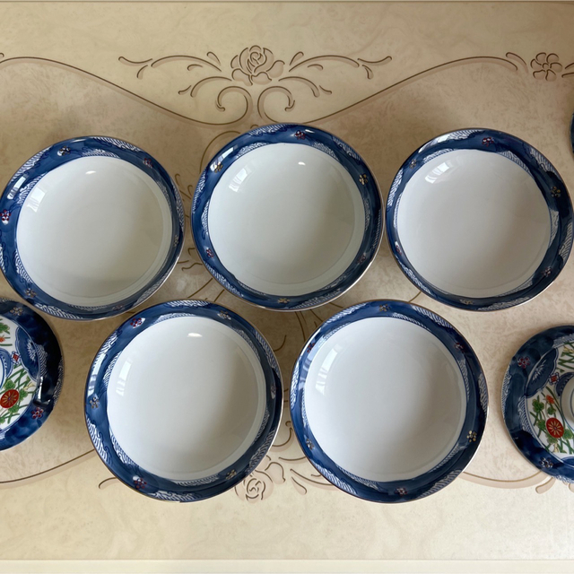 有田焼 日峰窯 金彩古伊万里 蓋付き丼ぶり揃 5客セット 煮物碗 色絵 染