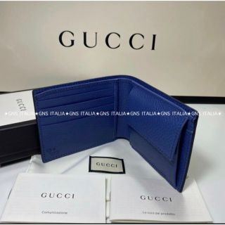 グッチ(Gucci)の日本未発売　バイカラー　ブルー(折り財布)