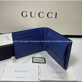 グッチ(Gucci)の日本未発売　バイカラー　ブルー(折り財布)