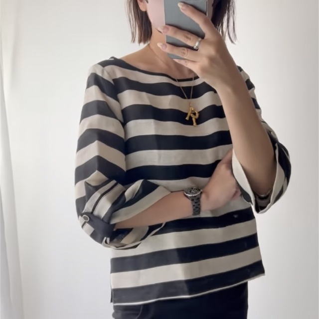 ZARA(ザラ)のZARA ストライプ　リネン　トップス レディースのトップス(カットソー(長袖/七分))の商品写真