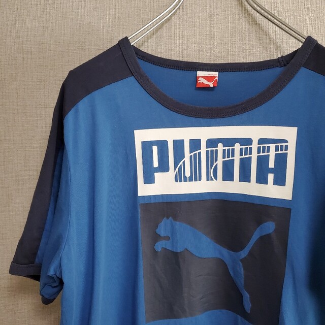 PUMA(プーマ)の90s Vintage古着 PUMA リンガーTシャツ 青ブルー y2k メンズのトップス(Tシャツ/カットソー(半袖/袖なし))の商品写真