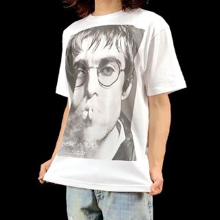 新品 ビッグ プリント oasis オアシス リアム タバコ 煙草 Tシャツ(Tシャツ/カットソー(半袖/袖なし))