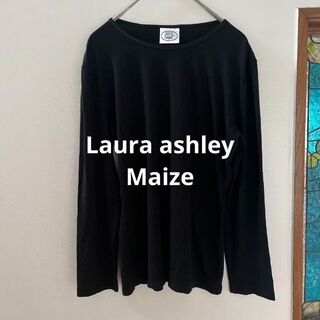 ローラアシュレイ(LAURA ASHLEY)のLaura Ashley シンプル長袖Tシャツ　黒　SからM(Tシャツ(長袖/七分))