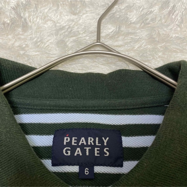 PEARLY GATES(パーリーゲイツ)のパーリーゲイツ　ポロシャツ  総柄　ボーダー　刺繍　6 柄シャツ　古着 メンズのトップス(ポロシャツ)の商品写真