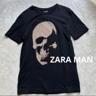 ザラ(ZARA)のZARA MANドクロカットソー★ブラック★Mサイズ(Tシャツ/カットソー(半袖/袖なし))