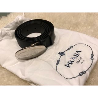 美品⭐️定価6.5万円 PRADA  ロゴ入り ラム革 黒 ベルト 85cmまで