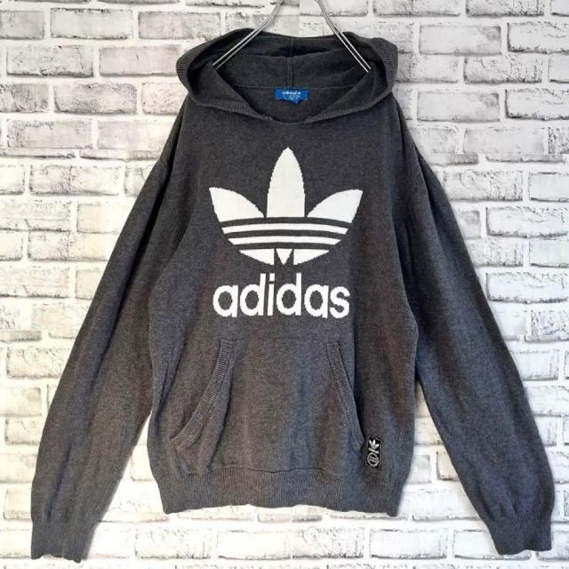 アディダス adidas パーカー グレー センター ロゴ