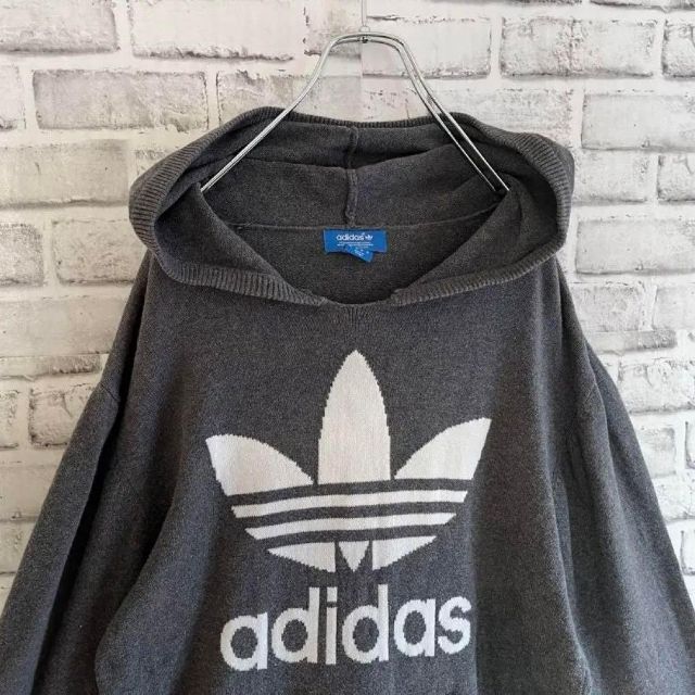 アディダス adidas パーカー グレー センター ロゴ