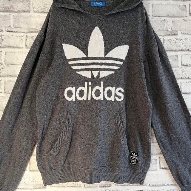 アディダス adidas パーカー グレー センター ロゴ