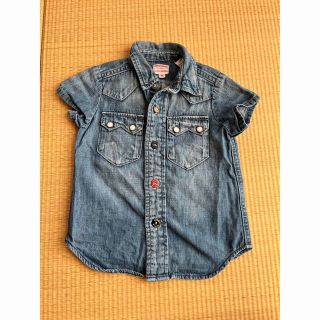 デニムダンガリー(DENIM DUNGAREE)のデニムダンガリー 90 デニムシャツ　半袖 小さめ90(ブラウス)