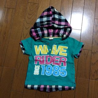 男女兼用　フード付半袖　グリーン　90cm(Tシャツ/カットソー)