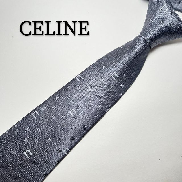 新作が激安通販 セリーヌ CELINE ネクタイ シルク グレー 小紋 シック