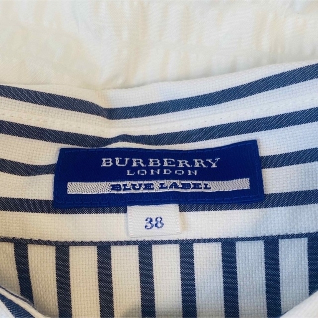 BURBERRY BLUE LABEL(バーバリーブルーレーベル)のバーバリー ブルーレーベル　ストライプシャツワンピース　チュニック レディースのトップス(シャツ/ブラウス(長袖/七分))の商品写真