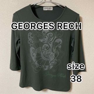 ジョルジュレッシュ(GEORGES RECH)のGEORGES RECH プリント Uネック シャツ 七分袖 size M(Tシャツ/カットソー(七分/長袖))