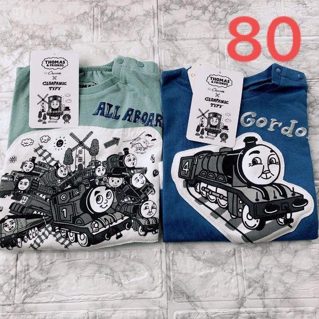 きかんしゃトーマス　半袖　80㎝ 2枚セット　ゴードン　tシャツ コラボ キッズ/ベビー/マタニティのキッズ服男の子用(90cm~)(Tシャツ/カットソー)の商品写真