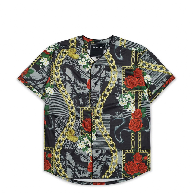 REASON BRAND Versace風 ベースボールシャツ 3XL