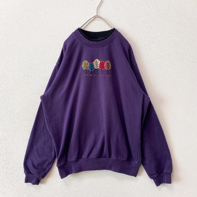 US古着 スウェット トレーナー 刺繍 木 ゆめかわ 昭和レトロ L US古着 スウェット トレーナー 刺繍 木 ゆめかわ 昭和レトロ L