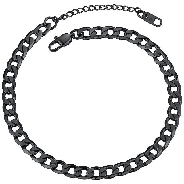 【色: D】ChainsPro ステンレス アンクレット メンズ 人気 黒 ブラ