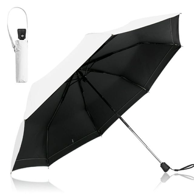 【色: ホワイト】[Dnzzs] 日傘 折りたたみ 傘 自動開閉 完全遮光 24