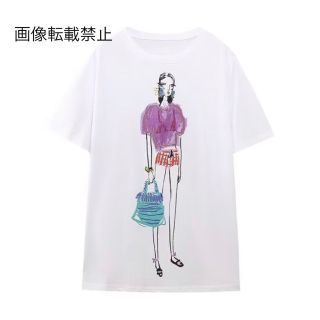 💚5月新作🦄11385◇ガールプリント 半袖 Tシャツ(Tシャツ(半袖/袖なし))