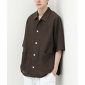 【ブラウン】【L】【機能性素材:TECLINO / テックリノ】半袖カバーオールシャツ