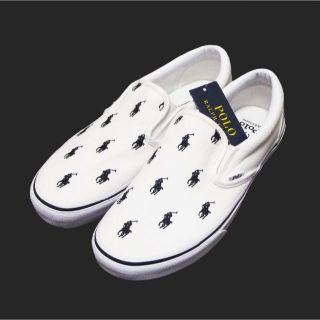 ポロラルフローレン(POLO RALPH LAUREN)の★新品★ラルフローレン★ポニー総柄スリッポン (White/10/28cm)(スニーカー)