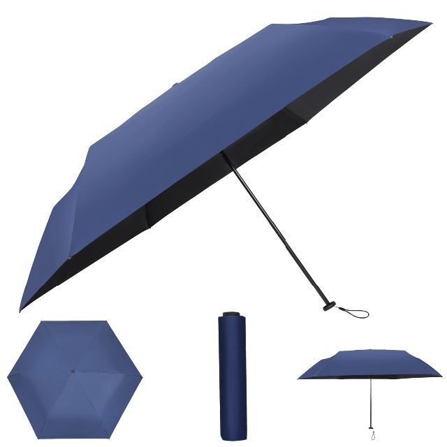 【色: ネイビー】折り畳み日傘 超軽量161g 晴雨兼用 99.9％以上UVカッ