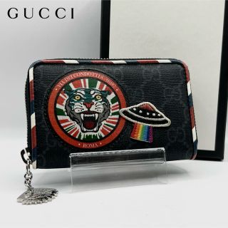 グッチ(Gucci)の極美品 GUCCI コインケース ナイトクーリエ GGスプリーム 虎 ブラック(コインケース/小銭入れ)