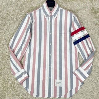 トムブラウン(THOM BROWNE)のトムブラウン 袖トリコロールライン ボタンダウンシャツ マルチストライプ 米国製(シャツ)