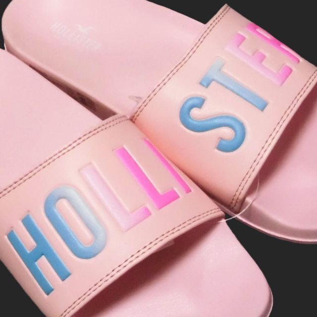 Hollister(ホリスター)の★新品★ホリスター★ロゴスライドサンダル(Pink/L/26.5cm) メンズの靴/シューズ(サンダル)の商品写真