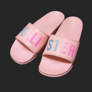 ホリスター(Hollister)の★新品★ホリスター★ロゴスライドサンダル(Pink/L/26.5cm)(サンダル)