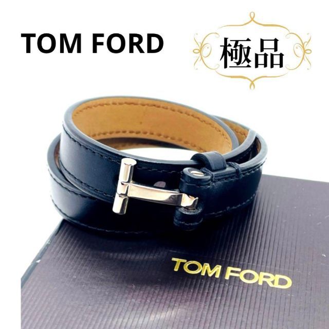 一点物 正規品 TOMFORD T Lock 黒 付属品付 レザー ブレスレット830A1620EAB1930