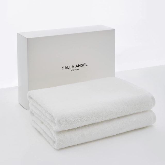 【色: ホワイト 2枚セット】Calla Angel New York バスタオ