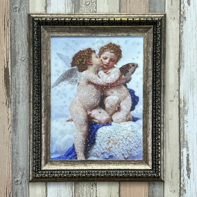 輸入雑貨 天然石 『アムールとプシュケーのファーストキス』水晶 クリスタルアート