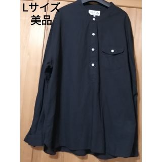 ザダファーオブセントジョージ(The DUFFER of ST.GEORGE)の美品　DUFFER 　Lサイズ　コットンリネンPOシャツ　ブラック(シャツ)