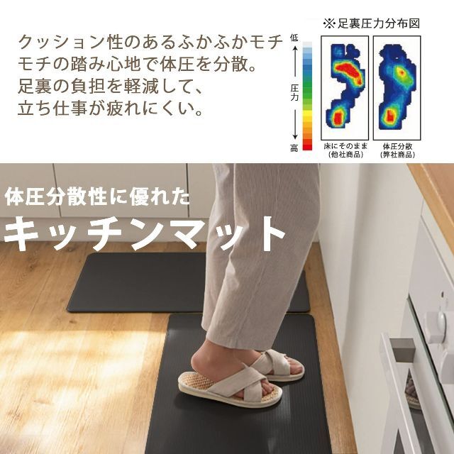 【色: ブラック】Gemarwel キッチンマット 拭ける 240cm 台所マッ