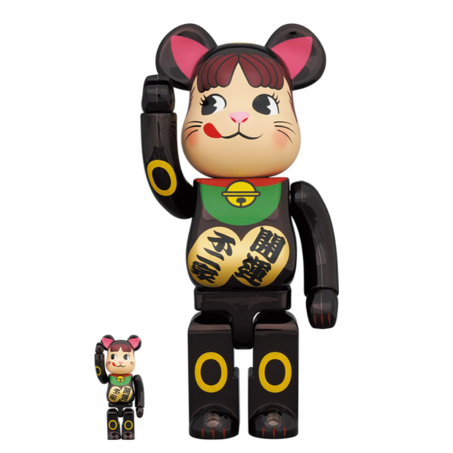 フィギュアBE@RBRICK 招き猫 ペコちゃん 黒メッキ 100％ ＆ 400％