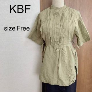 ケービーエフ(KBF)のケービーエフ　チュニック　ブラウス　上品　薄緑　茶色　フリーサイズ(チュニック)