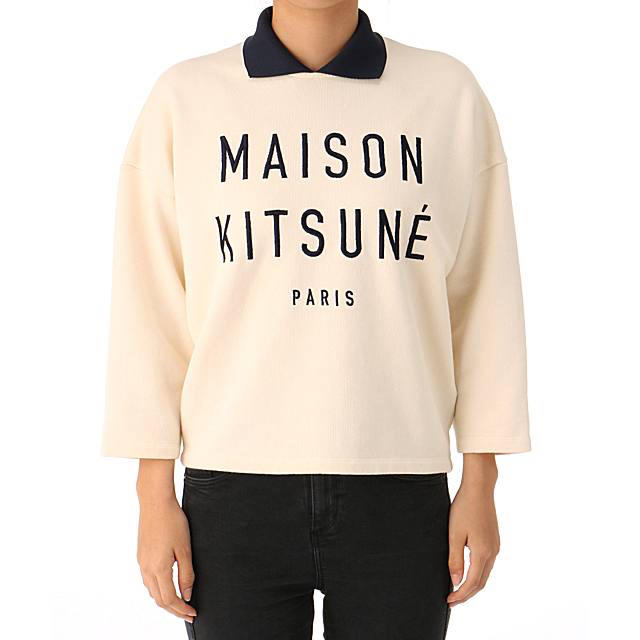 MAISON KITSUNE' - メゾンキツネ 襟付きスウェット エクリュの通販 by ...