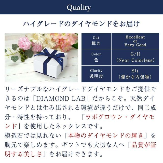 ベネチアンチェーン全長Diamond Lab ダイヤモンド ネックレス レディース 一粒 人気 0.0