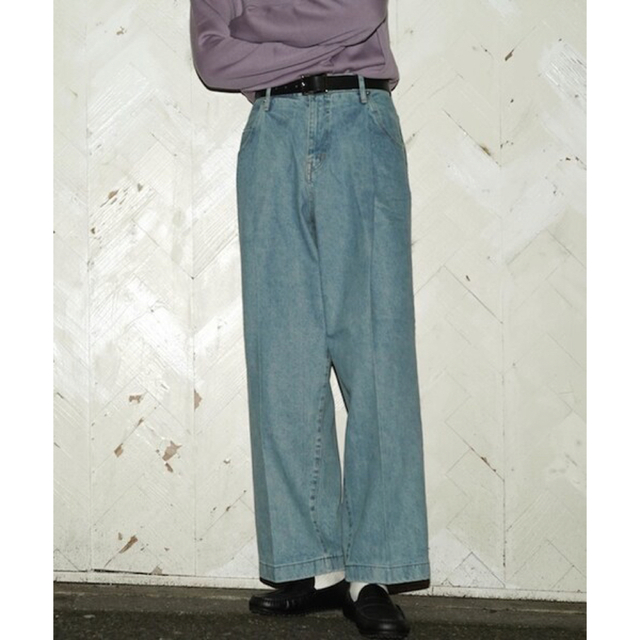 neon sign Wide denim slacks Used ほぼ新品 46