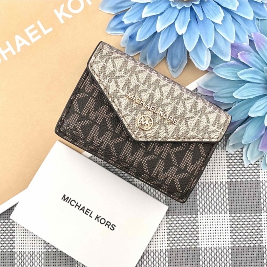 新品☆MICHAEL KORS ゴールド レザー 折り財布