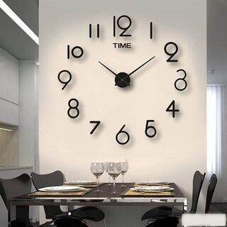 【色: ブラック　式三】億騰 3D DIY手作りクロック掛け時計壁時計ウォールク(置時計)