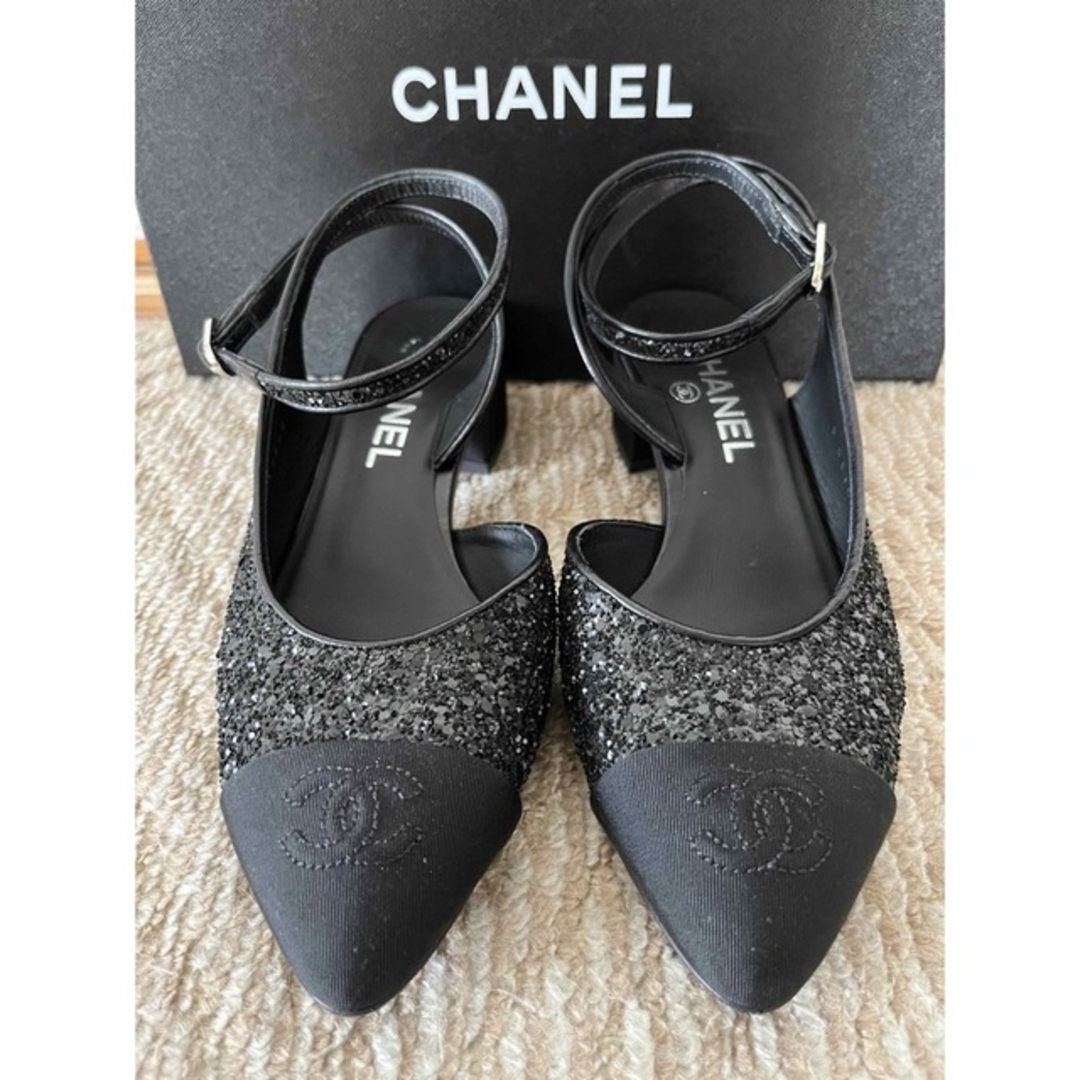 CHANEL ドット ローヒール パンプス シャネル