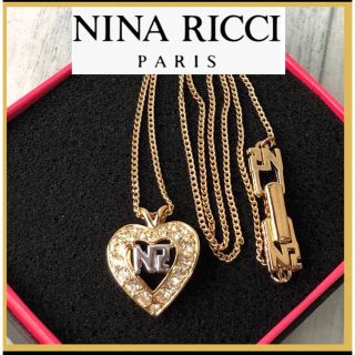 ニナリッチ(NINA RICCI)の美品　ニナリッチ ネックレス　NR ハート　ラインストーン　ゴールド(ネックレス)